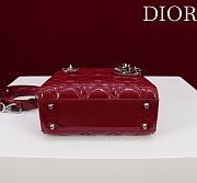 Lady Dior Micro Bag Cherry Red/Silver Patent Cannage Calfskin - 17x15x7cm - 3