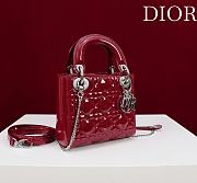 Lady Dior Micro Bag Cherry Red/Silver Patent Cannage Calfskin - 17x15x7cm - 4