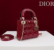 Lady Dior Micro Bag Cherry Red/Gold Patent Cannage Calfskin - 17x15x7cm - 3