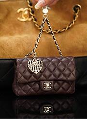 Chanel Classic Mini Bag with Hook Lambskin Burgundy - 19x11x7cm - 1