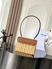 Celine Teen Garance Bag In Wicker And Natural Calfskin - 18.5x13.5x7cm - 2