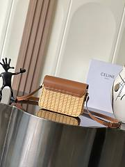 Celine Teen Triomphe Bag In Wicker And Natural Calfskin Natural/Tan - 23x21x15cm - 3