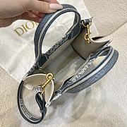 Small Dior Book Tote Blue Dior Oblique Chambray Embroidery and Latte Calfskin - 26.5x22x14cm - 2