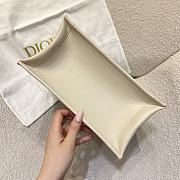 Small Dior Book Tote Blue Dior Oblique Chambray Embroidery and Latte Calfskin - 26.5x22x14cm - 3