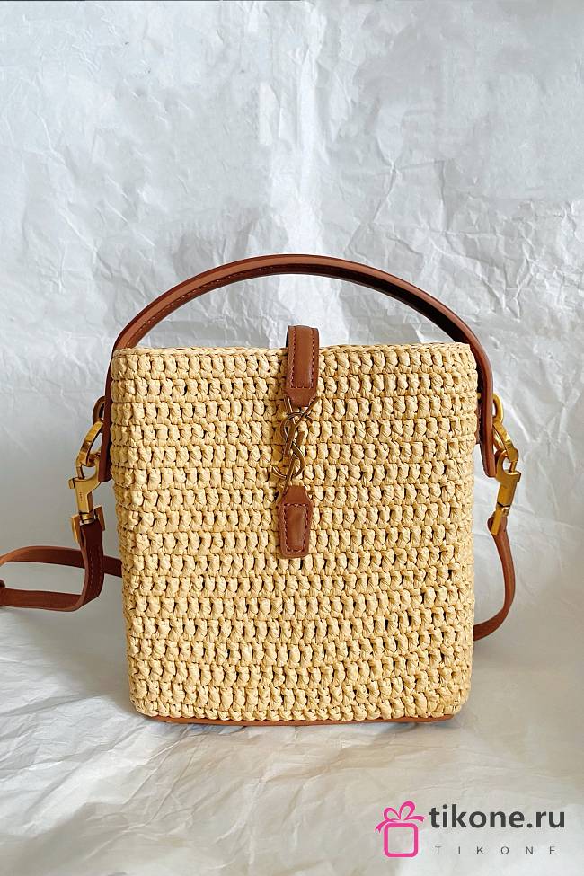 YSL Le 37 Mini In Raffia Natural - 15x13x6cm  - 1