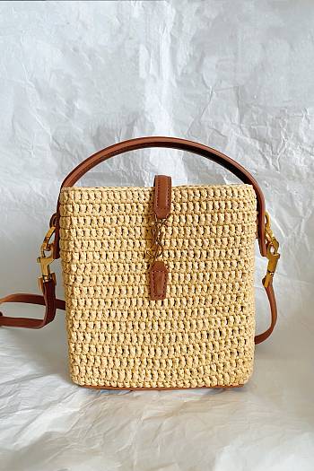 YSL Le 37 Mini In Raffia Natural - 15x13x6cm 