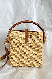 YSL Le 37 Mini In Raffia Natural - 15x13x6cm  - 4