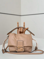 Fendi Mamma Baguette Small Beige Nappa Leather Mini Bag - 16x13x10cm - 3