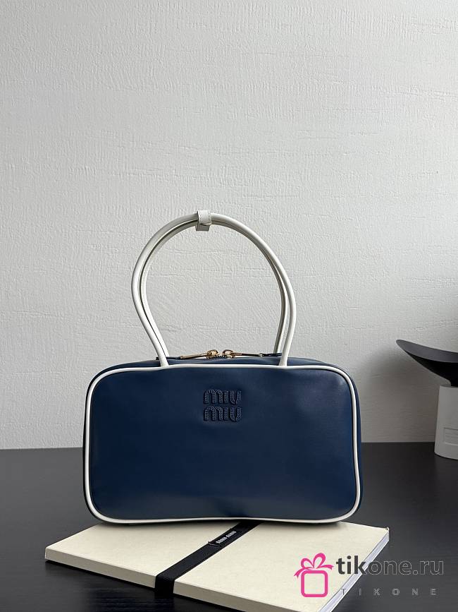 Miumiu Beau Leather Bag Blue/White 5BB172 - 30x17x8.5cm - 1