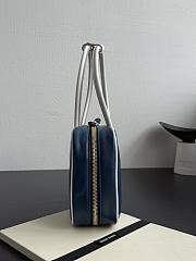Miumiu Beau Leather Bag Blue/White 5BB172 - 30x17x8.5cm - 5