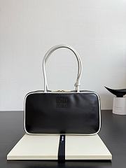 Miumiu Beau Leather Bag Black/White 5BB172 - 30x17x8.5cm - 1