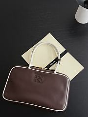 Miumiu Beau Leather Bag Briarwood/White 5BB172 - 30x17x8.5cm - 5