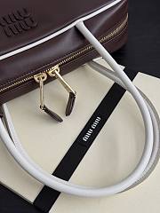 Miumiu Beau Leather Bag Briarwood/White 5BB172 - 30x17x8.5cm - 6