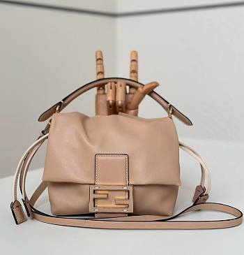 Fendi Mamma Baguette Small Beige Nappa Leather Mini Bag - 16x13x10cm