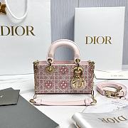 Dior Lady D-Joy Micro Bag Cannage Embroidery with Pink Beads and Silver Tone Strass - 16x9x5cm - 6
