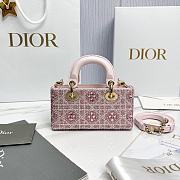 Dior Lady D-Joy Micro Bag Cannage Embroidery with Pink Beads and Silver Tone Strass - 16x9x5cm - 5