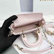 Dior Lady D-Joy Micro Bag Cannage Embroidery with Pink Beads and Silver Tone Strass - 16x9x5cm - 4