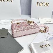 Dior Lady D-Joy Micro Bag Cannage Embroidery with Pink Beads and Silver Tone Strass - 16x9x5cm - 2
