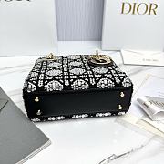 Mini Lady Dior Bag Cannage Embroidery with Black Beads and Silver Tone Strass - 17x15x7cm - 6