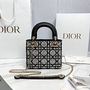 Mini Lady Dior Bag Cannage Embroidery with Black Beads and Silver Tone Strass - 17x15x7cm - 4