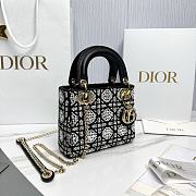 Mini Lady Dior Bag Cannage Embroidery with Black Beads and Silver Tone Strass - 17x15x7cm - 3