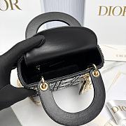 Mini Lady Dior Bag Cannage Embroidery with Black Beads and Silver Tone Strass - 17x15x7cm - 2
