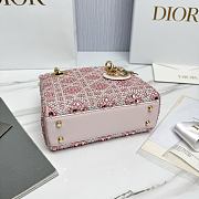 Mini Lady Dior Bag Cannage Embroidery with Pink Beads and Silver Tone Strass - 17x15x7cm - 3