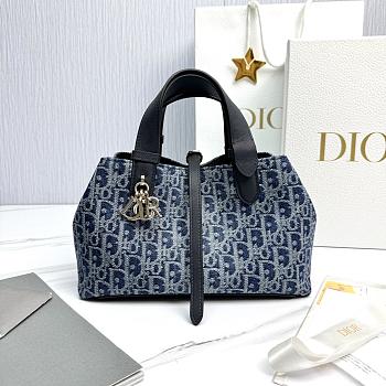 Small Dior Toujours Bag Blue Denim Dior Oblique Jacquard - 23x15.5x12cm