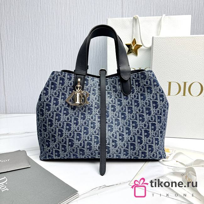 Meidum Dior Toujours Bag Blue Denim Dior Oblique Jacquard - 28.5x21.5x17cm - 1
