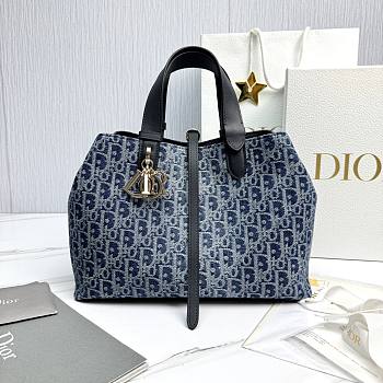 Meidum Dior Toujours Bag Blue Denim Dior Oblique Jacquard - 28.5x21.5x17cm