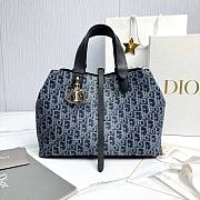 Meidum Dior Toujours Bag Blue Denim Dior Oblique Jacquard - 28.5x21.5x17cm - 6
