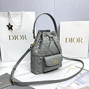Small Dior Caro Bucket Bag Stone Gray Macrocannage Lambskin - 24x20x9cm - 6