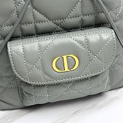 Small Dior Caro Bucket Bag Stone Gray Macrocannage Lambskin - 24x20x9cm - 4