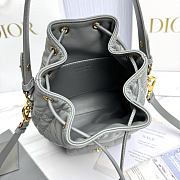 Small Dior Caro Bucket Bag Stone Gray Macrocannage Lambskin - 24x20x9cm - 3