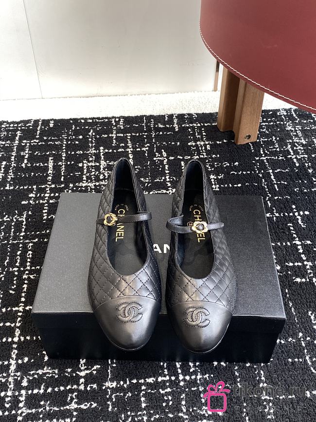 Chanel Mary Janes Lamskin Black  - 1