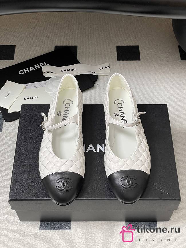 Chanel Mary Janes Aged Calfskin White - 1