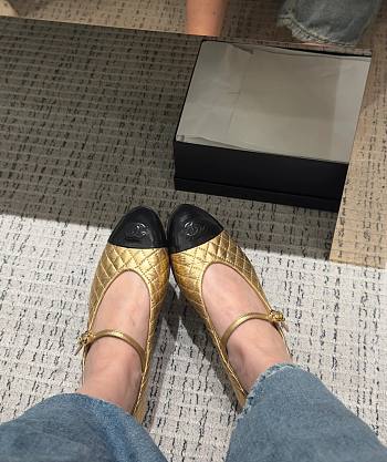 Chanel Mary Janes Aged Calfskin Gold 
