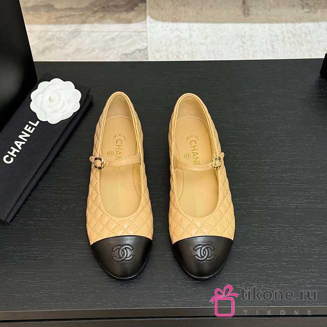 Chanel Mary Janes Lamskin Calfskin Beige - 1