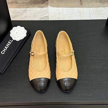 Chanel Mary Janes Lamskin Calfskin Beige