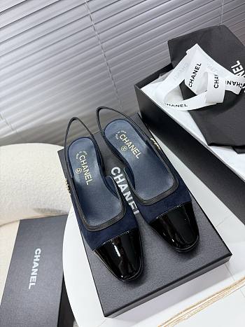 Chanel 25 Slingback Suede Navy Blue 2cm