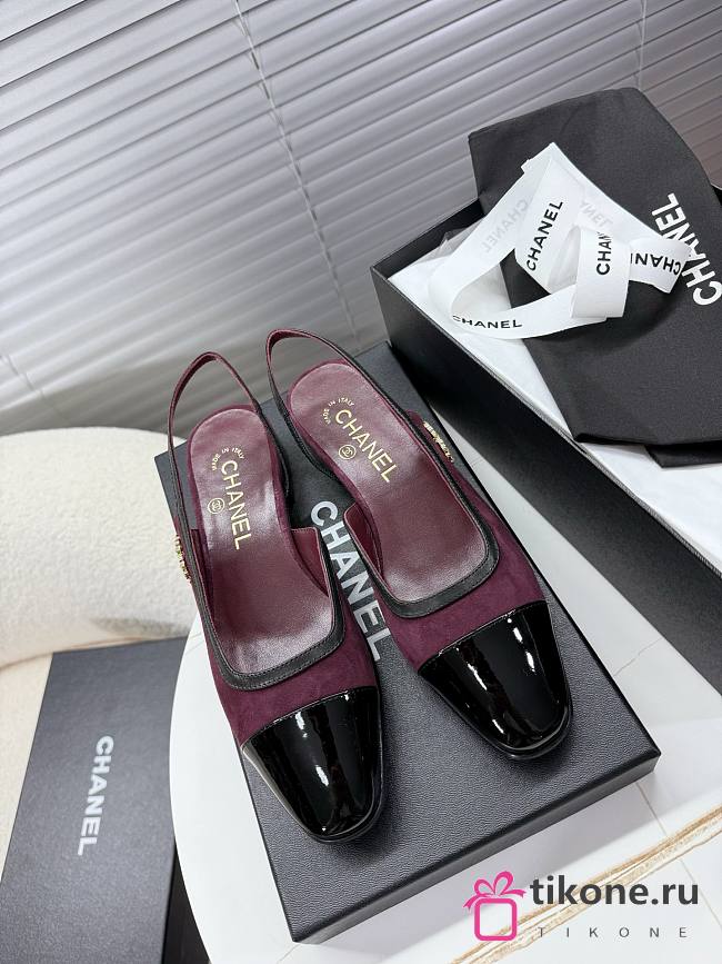 Chanel 25 Slingback Suede Burgundy 2cm - 1
