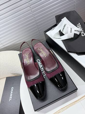 Chanel 25 Slingback Suede Burgundy 2cm