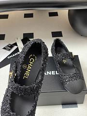 Chanel 25 Mary Janes Tweed Sequin Grosgrain Black - 5