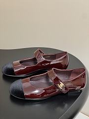 Chanel Mary Janes Patent Calfskin Velvet Red Black - 4