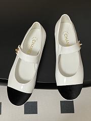 Chanel Mary Janes Patent Calfskin Velvet White Black - 2