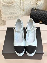 Chanel Mary Janes Lambskin Grosgrain Light Blue Black 12.5cm - 3