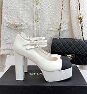 Chanel Mary Janes Lambskin Grosgrain White Black 12.5cm - 1