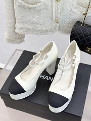Chanel Mary Janes Lambskin Grosgrain White Black 12.5cm - 5