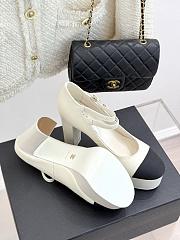 Chanel Mary Janes Lambskin Grosgrain White Black 12.5cm - 3