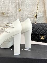 Chanel Mary Janes Lambskin Grosgrain White Black 12.5cm - 2